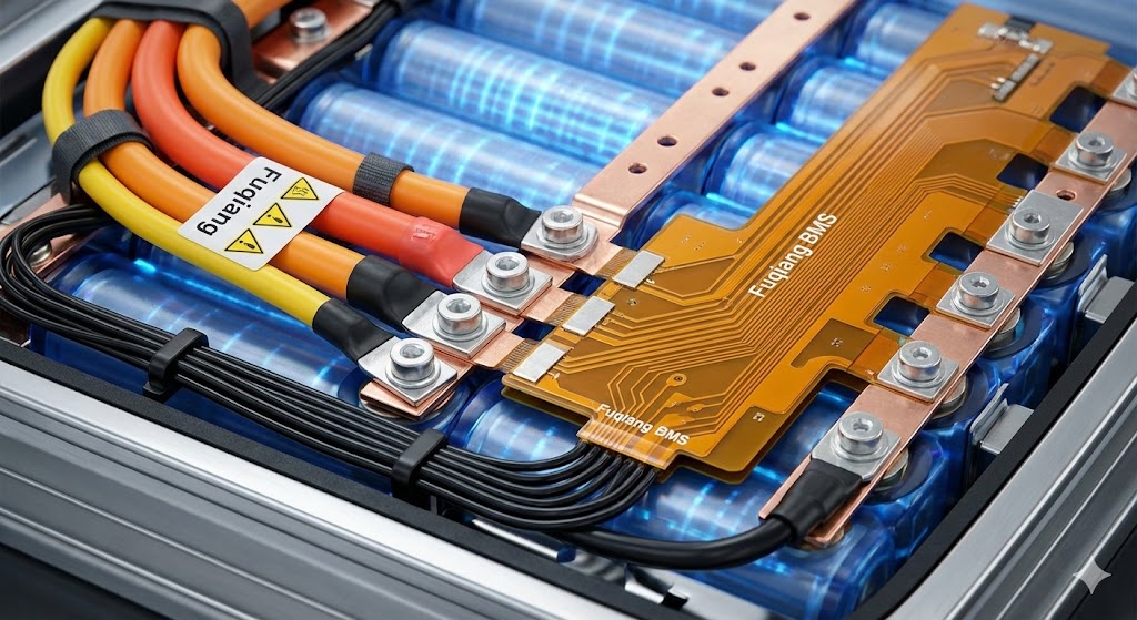 إدارة الطاقة باستخدام أسلاك نظام إدارة البطارية (BMS).